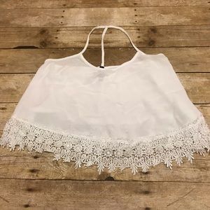 Full Tilt White Crop Top with Lace Detail Size S